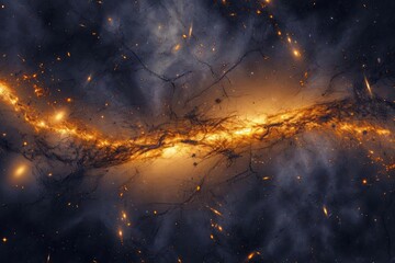 A stunning view of a cosmic filament A large-scale structure of galaxies and dark matter - obrazy, fototapety, plakaty