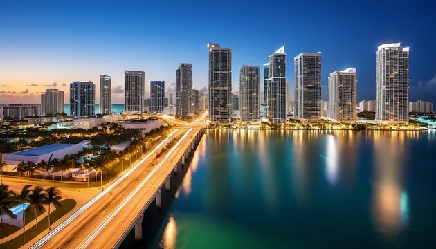 Downtown of the city of Miami, USA. Generative AI