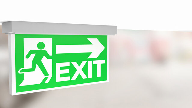 The exit sign for Background concept 3d rendering