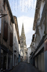 Parthenay is a town in Deux-Sèvres. France. View of Saint-Laurent Church