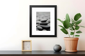  mockup black wooden frame with a white mat for an 8x10 inch photograph for modern or minimalist - obrazy, fototapety, plakaty