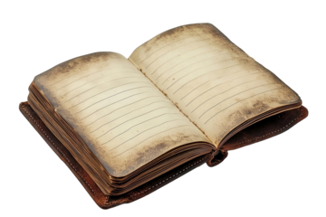 Viejo cuaderno marrón aislado