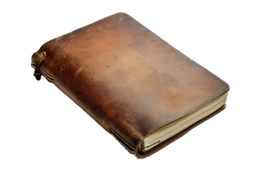 Viejo cuaderno marrón aislado