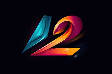 Gradient 12 number logo in dark background