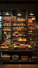 Rustic Grocery Store with Shelves of Goods