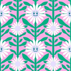 Cartoon retro floral seamless flower pattern for fabrics and linens and wrapping paper and kids clothes print