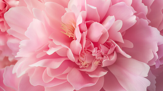 Fluffy pink peonies flowers background, Peony flower pink banner.