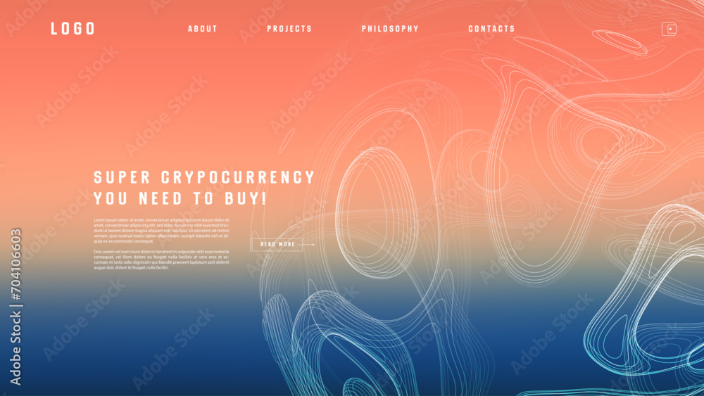 Poster landing page abstract design. template for website or app. colorful abstract minimal wave