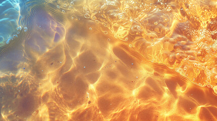 Reflet de l'eau et vision du sable iridescent à travers l'eau de la mer ou de l'océan au bord de...