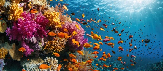 Fototapeta na wymiar Vibrant fish and stunning fairy-like world in the Red Sea's coral gardens.