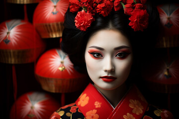Japanese culture set of spiritual and material values, kimano, asia, samurai lady history beautiful pretty cute happy girl woman traditional.