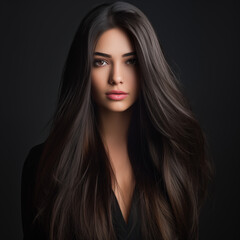 Fototapeta premium Portrait of a beautiful young woman with elegant long hair and natural makeup.