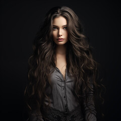 Fototapeta premium Portrait of a beautiful young woman with elegant long hair and natural makeup.