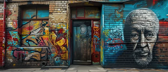 Tuinposter Graffiti on the wall, graffiti on walls, street graffiti, graffiti art, graffiti in the city © Gil Macedo