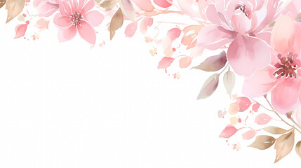 Fototapeta premium Floral frame with watercolor flowers, decorative flower background pattern, watercolor floral border background