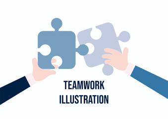 Jigsaw puzzle pieces symbol of teamwork. Problem-solving, business challenge in hand of connection jigsaw puzzle, partnership success. Teamwork puzzle success icon vector render illustration
