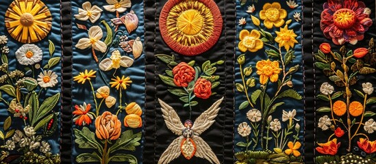 Hand-embroidered Easter symbol made by Benedictine Sisters in Minnesota. - obrazy, fototapety, plakaty