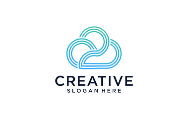 infinity cloud line art modern logo design