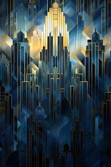 abstract art deco city skyline