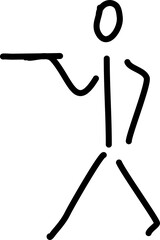 Handgezeichnete Figur, Strichfigur, Strichm&auml;nnchen - Zeichnung zeigt eine laufende Person, die bedient.