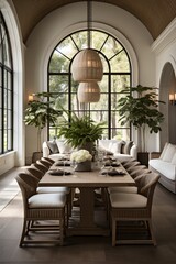 Fototapeta na wymiar Elegant Coastal Dining Room Interior Design