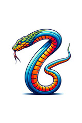 Obraz premium Illustration on white isolated background number seven 7 in the shape of drawn snake characters. Games for childrens development and learning. Training kids in counting. Copy space