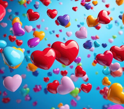 Valentine's day background with colorful hearts, Vector illustration, Ai Generated