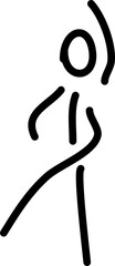 Handgezeichnete Figur, Strichfigur, Strichmännchen - Zeichnung zeigt einer Ballet Tänzer.