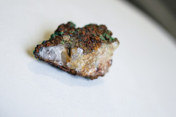Piece of natural azurite with malachite with white background. 