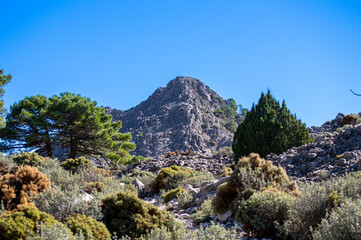 Hiking trail to Lucero peak, Natural Mountains park of Tejeda, Almijara and Alhama