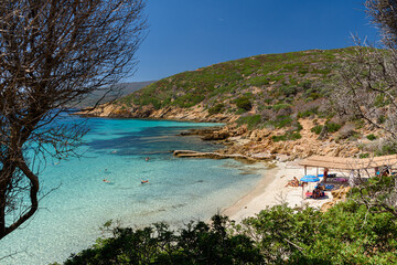 Small bay Cala Sabina in the Asinara island in northwest Sardinia