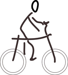 Handgezeichnete Figur, Strichfigur, Strichmännchen - Zeichnung zeigt eine Person, die Fahrrad fährt.