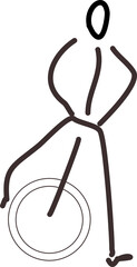 Handgezeichnete Figur, Strichfigur, Strichm&auml;nnchen - Zeichnung zeigt eine Person, die Fahrrad f&auml;hrt.