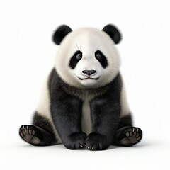 A cute panda sitting down