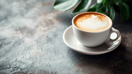 Obraz na płótnie Canvas Coffee Break: Cappuccino on a Gray and Brown Canvas