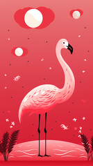 Flamingo in Surreal Redscape