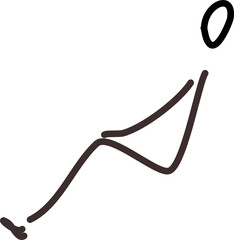 Handgezeichnete Figur, Strichfigur, Strichm&auml;nnchen - Zeichnung zeigt eine sitzende Person.