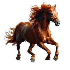 Majestic Running Horse with Fiery Red Mane Isolated on Transparent Background