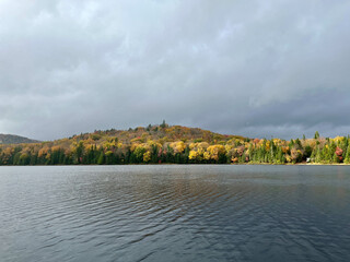 landscape with lake and blue sky
