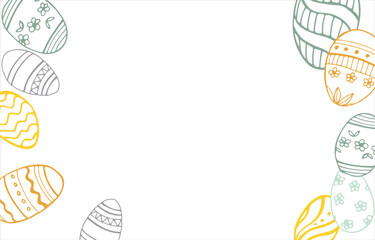 Frame made of elements for Easter. Traditional Easter elements. Vector illustration. Traditional easter ornament. Happy easter. Hand-drawn. Vector illustration.