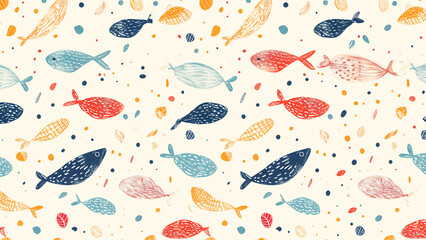 Cute Watercolor Wallpaper with Artistic Fish