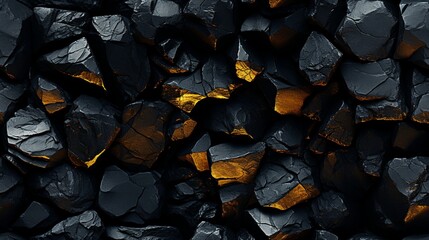 Black coal and fire light realistic photo - obrazy, fototapety, plakaty