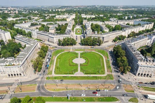 Aerial view of the Nowa Huta district in Krakow, Poland