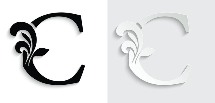 letter C. flower letters. Vintage ornament initial Alphabet. Logo vector	
