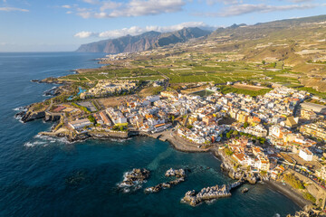 Naklejka premium Aerial view of the picturesque Alcala village in Tenerife, Canary islands, Spain