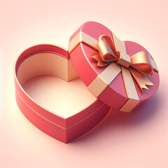 Open red heart shaped gift box - Valentine's day, birthday gift box