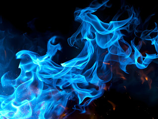 Light blue and white gradient fire background on black background. High quality