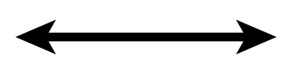 A simple black double-headed arrow &ndash; Minimalist straight arrow isolated on a transparent background