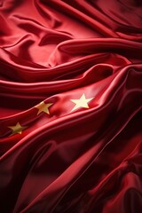 Red Chinese flag with five stars - obrazy, fototapety, plakaty