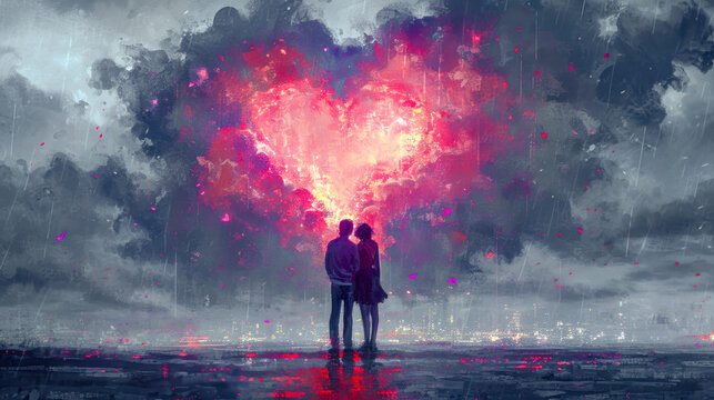 Valentins Day 2024 Eternal Love Illustration Greeting Card Wallpaper Digital Art Magazine Background Poster Cover	
